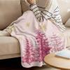 Christmas Throw Blanket Pink Pine Tree Blanket Soft Warm Cozy Flannel Fleece Blanket Gold Snowflake Christmas Blankets for Home Sofa Chair Beds Christmas Decoration 50" x 60" view 2