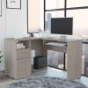 Daesar Mix L Shaped Desk, Keyboard Tray, Two Drawers, Single Open Shelf Light Grey view 1