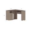Daesar Mix L Shaped Desk, Keyboard Tray, Two Drawers, Single Open Shelf Light Grey view 2