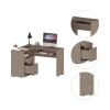 Daesar Mix L Shaped Desk, Keyboard Tray, Two Drawers, Single Open Shelf Light Grey view 3