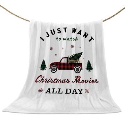 Christmas Throw Blanket Christmas Movies Watching Blanket Soft Warm Cozy Flannel Fleece Blanket Red Truck with Xmas Tree Christmas Blankets for Home Sofa Chair Beds Christmas Decoration 40" x 50"