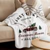 Christmas Throw Blanket Christmas Movies Watching Blanket Soft Warm Cozy Flannel Fleece Blanket Red Truck with Xmas Tree Christmas Blankets for Home Sofa Chair Beds Christmas Decoration 40" x 50" view 2