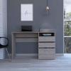 Daesar Writing Desk, 1 Shelf 3 Drawer Computer Desk for Bedroom, Light Grey view 1