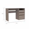 Daesar Writing Desk, 1 Shelf 3 Drawer Computer Desk for Bedroom, Light Grey view 2