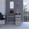 Daesar Writing Desk, 1 Shelf 3 Drawer Computer Desk for Bedroom, Light Grey view 3