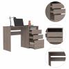 Daesar Writing Desk, 1 Shelf 3 Drawer Computer Desk for Bedroom, Light Grey view 4