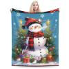 Snowman Christmas Fleece Blanket Super Soft Cozy Throw Blanket Throw 50x60inch, Lightweight Fuzzy Comfy Textured Flannel Blanket Warm Plush Throw Blankets for Couch, Sofa, Bed view 2