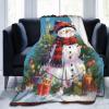 Snowman Christmas Fleece Blanket Super Soft Cozy Throw Blanket Throw 50x60inch, Lightweight Fuzzy Comfy Textured Flannel Blanket Warm Plush Throw Blankets for Couch, Sofa, Bed view 4