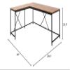 Daesar Corner Desk, Wood and Metal Writing Computer Desk in Brown view 2