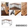 Daesar Corner Desk, Wood and Metal Writing Computer Desk in Brown view 3