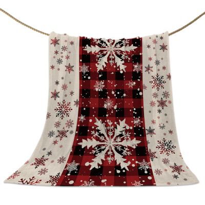Christmas Throw Blanket Snowflake Blanket Soft Warm Cozy Flannel Fleece Blanket Red Black Buffalo Plaid Christmas Blankets for Home Sofa Chair Beds Christmas Decoration