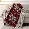 Christmas Throw Blanket Snowflake Blanket Soft Warm Cozy Flannel Fleece Blanket Red Black Buffalo Plaid Christmas Blankets for Home Sofa Chair Beds Christmas Decoration view 4