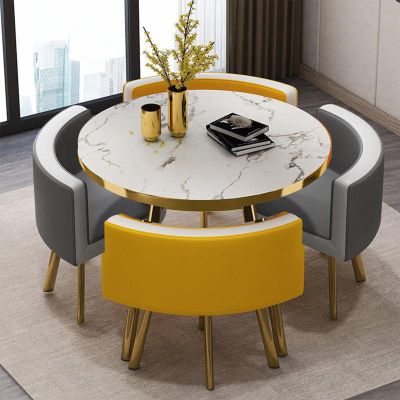 Small Round Dining Table Set for4,1 Table 4 Chairs,Round Dining Table and Dining Chairs for Home Kitchen Dining Furniture 80x75cm/W31.5xH29.5in #13