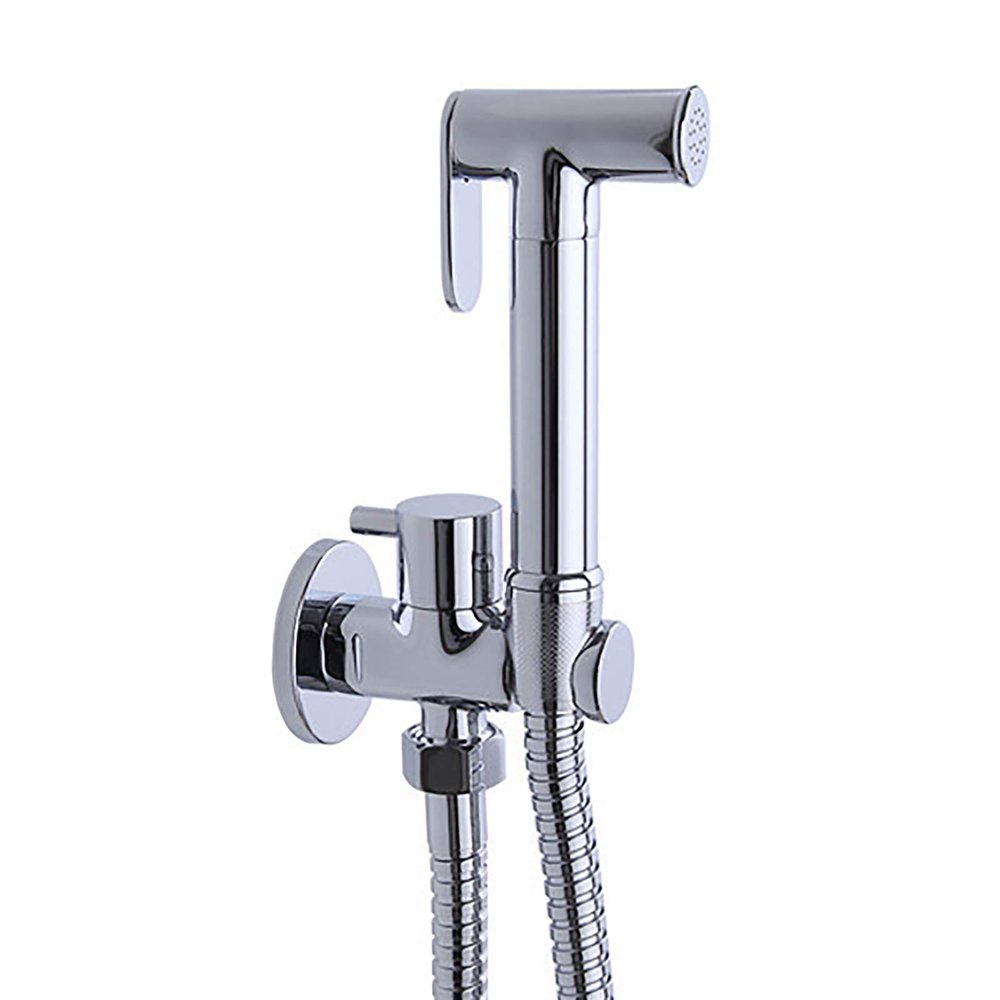 FINLIX Brass Handheld Bidet Sprayer for Toilet, Chrome Toilet Bidet Sprayer Kit Wall Mounted Bathroom Cloth Diaper Sprayer Set with Single Cold Water for Personal Hygiene, Pet Bathing