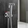 FINLIX Brass Handheld Bidet Sprayer for Toilet, Chrome Toilet Bidet Sprayer Kit Wall Mounted Bathroom Cloth Diaper Sprayer Set with Single Cold Water for Personal Hygiene, Pet Bathing view 2