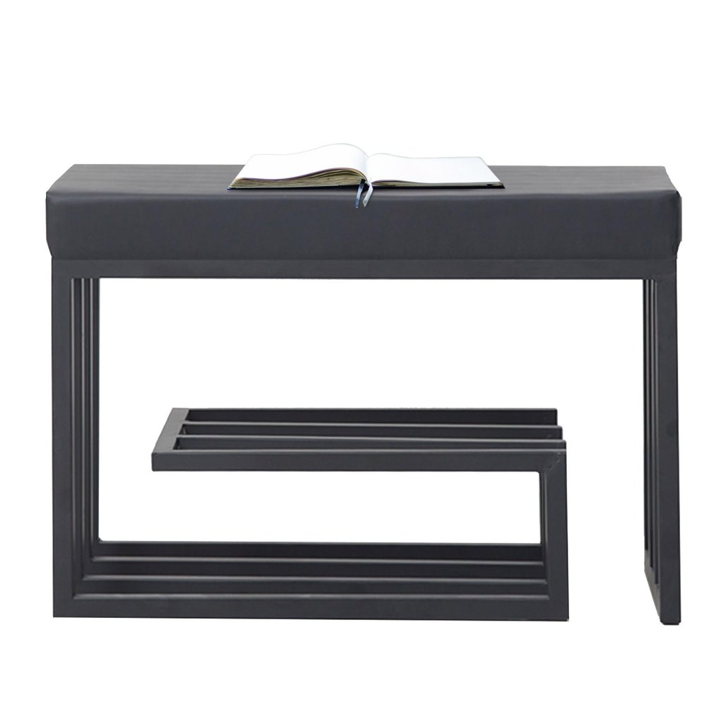 Junpllvic Modern Entryway Bench, Premium Ottoman Shoe Storage Bench with PU Leather Padded Seat for Hallway, Entryway, Porch Bedroom End of Bed Living Dining Room 31.5x11.8x17.7in