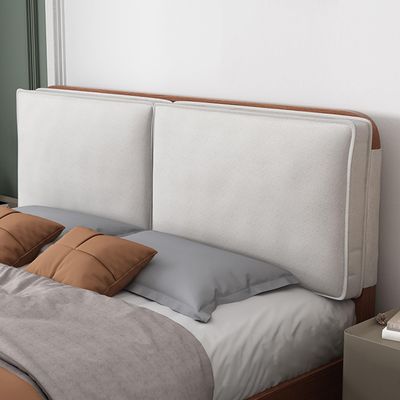 ZZYK Bed Pillowboard Wall Mounted Headboard,Large Backrest Wedge Lumbar Support Cushion,Rectangle Pillow Removable Sofa Bed Bunk Bed Tatami Headboard,Ivory,Straps 71"/Cal King