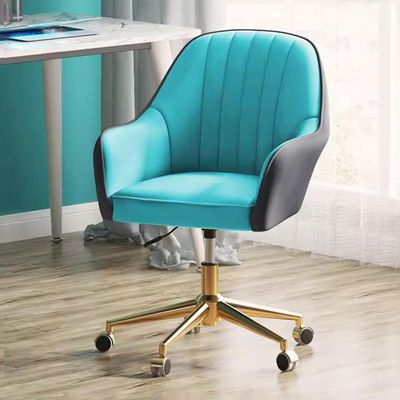 Computer Chair Makeup Vanity Chair 360 Swivel Chair Modern Leather Desk Chair for Office,Arm Chair Height Adjustable 10cm,Gold Steel Base Study Chair (Color : Orange Grey)