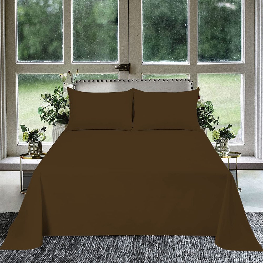 1000 Thread Count 100% Egyptian Cotton 1Pcs Flat Sheets, Full Size (81"X96") Flat Sheet Sateen Weave for Soft & Silky - Chocolate Solid