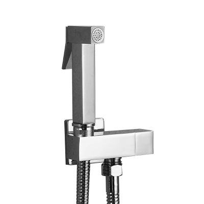 FINLIX Handheld Bidet Sprayer for Toilet with Single Cold Water, Wall Mounted Toilet Bidet Sprayer Kit Brass Bathroom Cloth Diaper Sprayer Set for Personal Hygiene,Gold (Color : Chrome)