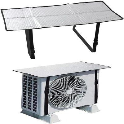 CNAOHGHN Tarp, Air Conditioner Top Cover Water Proof Anti-UV Awning Aluminum Foil Material with Rope Easy to Install, Outdoor Protect Air Conditioner
