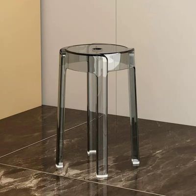 WInara Stackable Stool, Transparent Bar Stool Seat Replacement, Compact Acrylic Stool 18inch for Family Gatherings, Living Room, Bistro, Cuisine (Color : Gray)