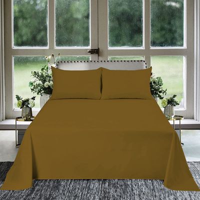 1000 Thread Count 100% Egyptian Cotton 1Pcs Flat Sheets, Twin Size (66"X96") Flat Sheet Sateen Weave for Soft & Silky - Taupe Solid