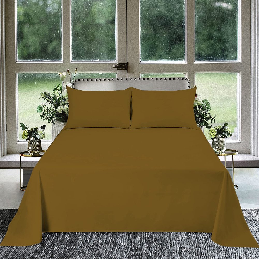 1000 Thread Count 100% Egyptian Cotton 1Pcs Flat Sheets, Twin Size (66"X96") Flat Sheet Sateen Weave for Soft & Silky - Taupe Solid