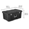 COEWK 23 Gallon Lockable Storage Tote Footlocker Toolbox Container Box with Wheels, Handles, Metal Hinges, and Latches, Black with Gray Clips view 2