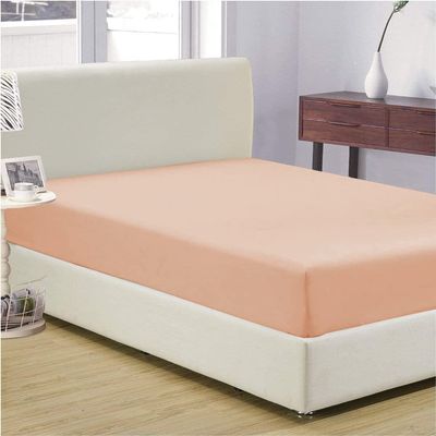 Luxury 1 Piece Fitted Sheet 100% Egyptian Cotton 1000 Thread Count - Twin Size - 18" Inch Deep Pocket, Pure Natural Cotton Sheet, Soft & Silky Sateen Weave - Blush Solid