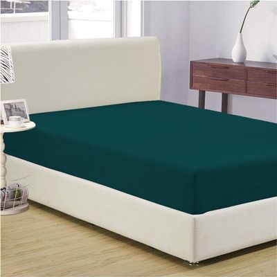 Luxury 1 Piece Fitted Sheet 100% Egyptian Cotton 1000 Thread Count - King Size - 18" Inch Deep Pocket, Pure Natural Cotton Sheet, Soft & Silky Sateen Weave - Teal Solid