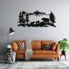Bear Metal Wall Decor, Metal Bear Family Art, Bear Family Wall Art, Metal Bear Decor, Bear and Forest, Wildlife Lover Gift, Farmhouse Art (40"W x 17"H / 100x44cm) view 2