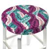 Velvet Round Stool Covers, Boho Floral Geometric Pattern Bar Stool Covers Breathable Bar Stool Seat Covers Round Stool Cushion Round for 12-14" Round Barstool view 3