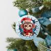 3D Style Christmas Monkey Ornament, Funny Cartoon Monkey Santa Ornament, Personalized Xmas Tree Hanging, Animal Lovers Gifts view 4