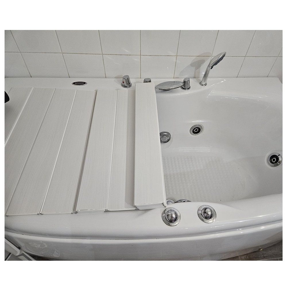 Bathtub Tray Bathtub Tray Bathtub Insulation Cover, White Ectangular PVC Shutter Bath Lid, Foldable Waterproof Hotel Bathroom Tray for Phone Tablet Bracket, Thickness 0.6cm Multifunctional (Color : W