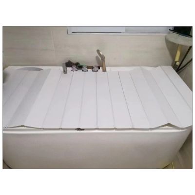 Bathtub Tray Foldable Bathtub Cover Bathtub Tray, 0.6cm Dustproof Waterproof Dust Board Bathtub Insulation Cover Bathtub Shelf for Placing Books, Wineglass, Shower Gel Multifunctional (Color : White