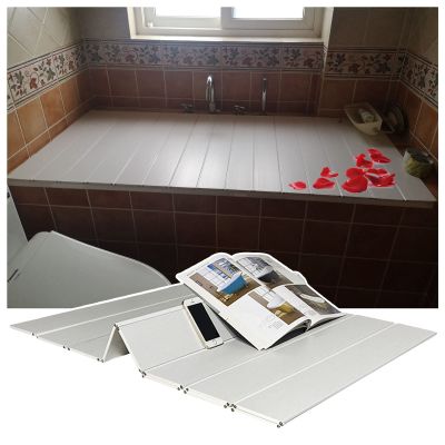 Bathtub Tray Folding PVC Plastic Bathtub Cover, Dust-Proof Bathtub Tray Insulation Cover, Waterproof Shutter Bath Lid, Length 150/160/170/180cm Multifunctional (Color : White, Size : 66x85x0.6cm)