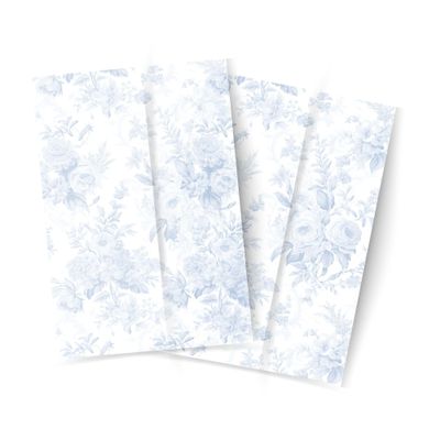 Pink Orchid Invitations French Blue Toile Vellum Wrap For 5 x 7 Wedding Invites and Cards (Set of 20)