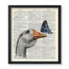 Poster Master Goose and Blue Butterfly Print - Dictionary Poster - Animal Art - Gift for Men, Women & Animal Lover - Decor for Bedroom, Kid's Room or Nursery - 8x10 UNFRAMED Wall Art view 1