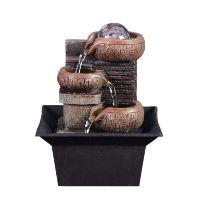 Tabletop Fountain Tabletop Fountain Waterfall Indoor Tabletop Water Fountain Resin Rock Waterfall with Light Ball for Home Office Decoration Water Fountain Decor (Color : A)