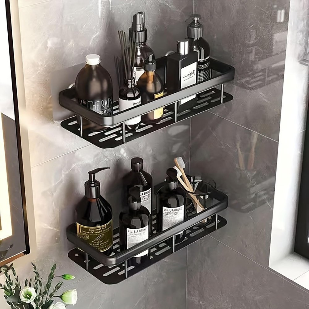 TOets Shower Caddy 2 Pack, Large Capacity Adhesive Shower Organizer, No Drilling, Rustproof Aluminum Alloy Bathroom Organizer, Inside Shower Shelves Rack For Bathroom Storage & Kitchen