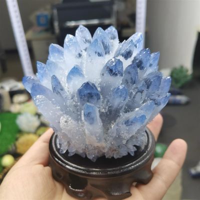 AtkitS Beautiful Blue Ghost Phantom Quartz Crystal Cluster Specimen Home Office Decoration Gift (Size : 450-500g)