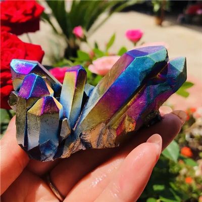 AtkitS Beautiful Natural Quartz Rainbow Titanium Cluster Crystals Stone for Specimen Mineral Decor Gift (Size : 110-150g)