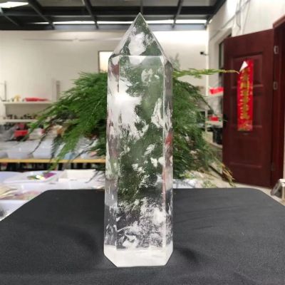 AtkitS Beautiful Molten Stone Clear Quartz Crystal Wand Point Reiki Home Decor (Size : 2400-2500g)