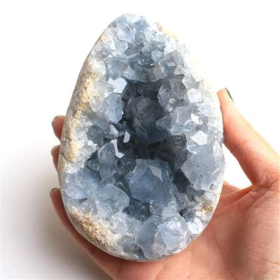 AtkitS Beautiful Natural Celestite Crystal Druzy Cluster Sky Blue Geode Mineral Specimen Home Decor (Size : 500-550g)