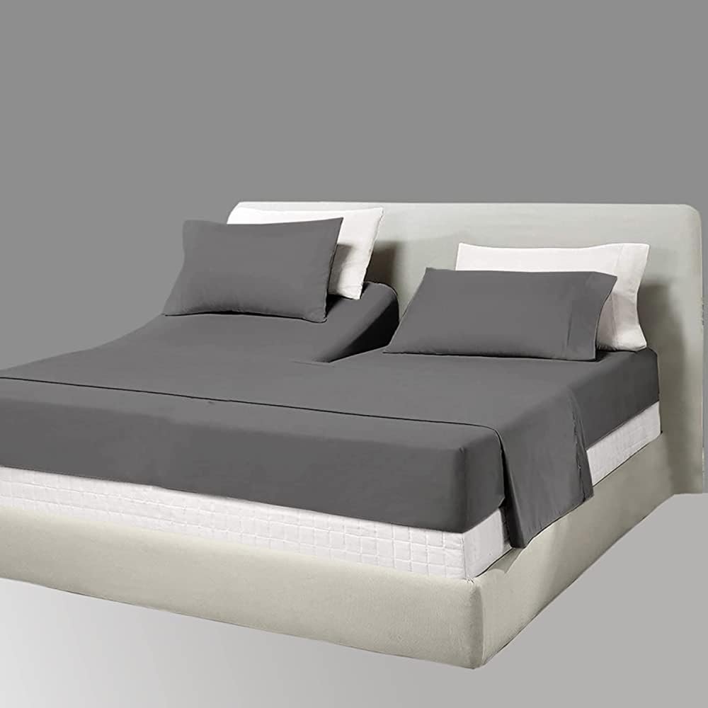 Split TOP King Sheets, 4 piece set - Hotel Luxury Sheets for Top Split King Bed, Super soft breathable and cooling for adjustable mattresses 1800 Threads (Off White, Top Split King(28"-34"))