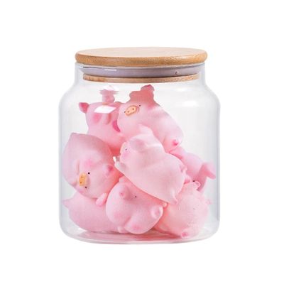 Cookie Jar Christmas New Year Cookie Jar Biscuit Barrel with Airtight Bamboo Wood Lid, Glass Storage Canister Jar for Candy, Cookie, Sugar, Nuts Food Container (Color : 1.3L)