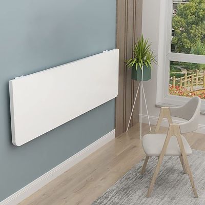 Drop Leaf Floating Desk, Wall Mounted Folding Table, Solid Wood Workbench for Office, Bedroom, Kitchen, Dining (Color: White, Size: