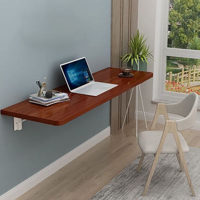 Drop Leaf Tables Fold Down Floating Desk, Wall Mounted Desk Folding Workbench, Solid Wood Mounted Floating Table, Wall Mounted Folding Table For Office Bedroom Kitchen Dining ( Color : Brown , Size :