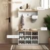 HOMCOM 2-in-1 Coat Rack Shoe Bench Set, 5-Hook Hall Tree, White view 3